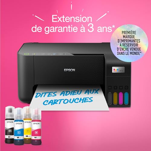 Imprimante sans fil EPSON EcoTank ET-2862 | Réservoirs d'encre haute capacité - Économisez jusqu'à 90% sur les coûts d'encre - Impression mobile, copie, numérisation - 3 ans d'encre inclus