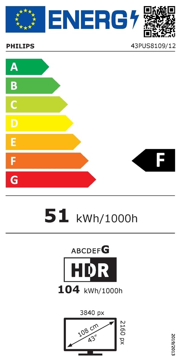 Philips Ambilight 43PUS8109 Smart TV LED 4K - Écran 43 Pouces avec Plate-Forme Pixel Precise Ultra HD, Titan OS et Son Dolby Atmos, Fonctionne avec l’Assistant Vocal Alexa et Google - Chrome satiné