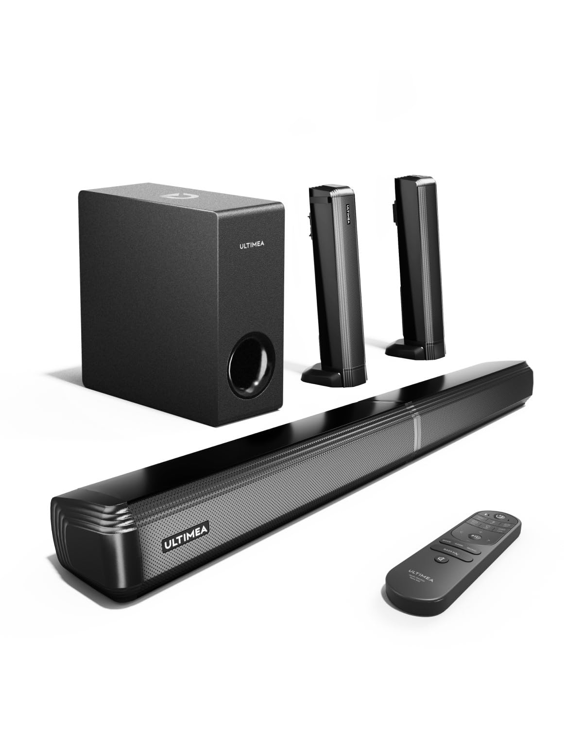 ULTIMEA 4.1 Barres de Son pour TV, Barre de Son TV avec Subwoofer Réglables, 2-en-1 Barre de Son Détachable, Soundbar Bluetooth 5.3, 3 Modes d'EQ, Arc/Optique/Aux, Montage Mural, Série Apollo S50