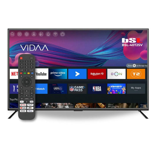 BSL-40T2SV VIDAA Smart TV 40 pouces WiFi RJ45 Résolution Full HD 1920 x 1080p USB DVBT2/S2 et Ci Compatible avec YouTube, Netflix, Disney +, Dazn, Prime, HDMI