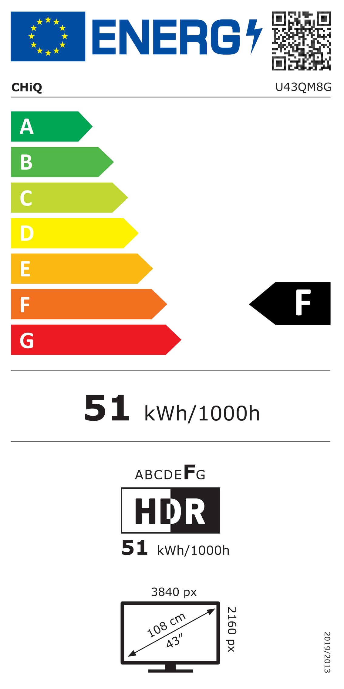 CHIQ TV Intelligente U43QM8G 43 Pouces, UHD QLED avec HDR, sans Cadre et métallique, Google TV, Dolby Audio, Syntoniseur Triple, Wi-FI 2,4G/5G, Google Assistant, HDMI 2.1, USB2.0, Modèle 2023 Noir