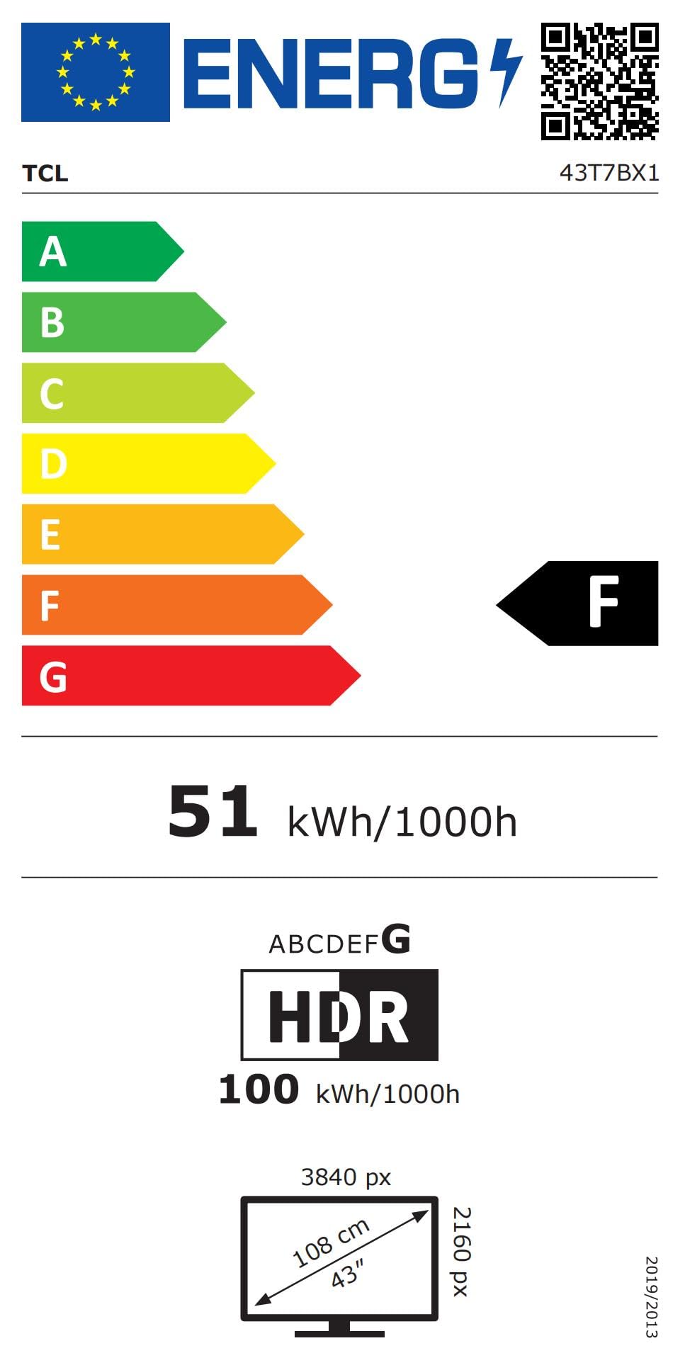 TCL TV QLED 43T7B 4K HDR Pro 43’’ avec Google TV et système sonore Dolby Atmos, Compatible avec l’Assistant Google et Alexa