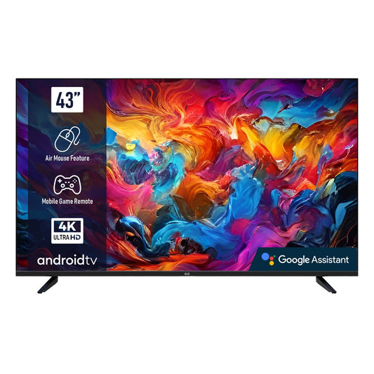 Q.2 4319 | Téléviseur 108 cm (43 Pouces) | 4K UHD 3840x2160 | Android TV | HDR | sans Cadre | WiFi, Bluetooth | Noir