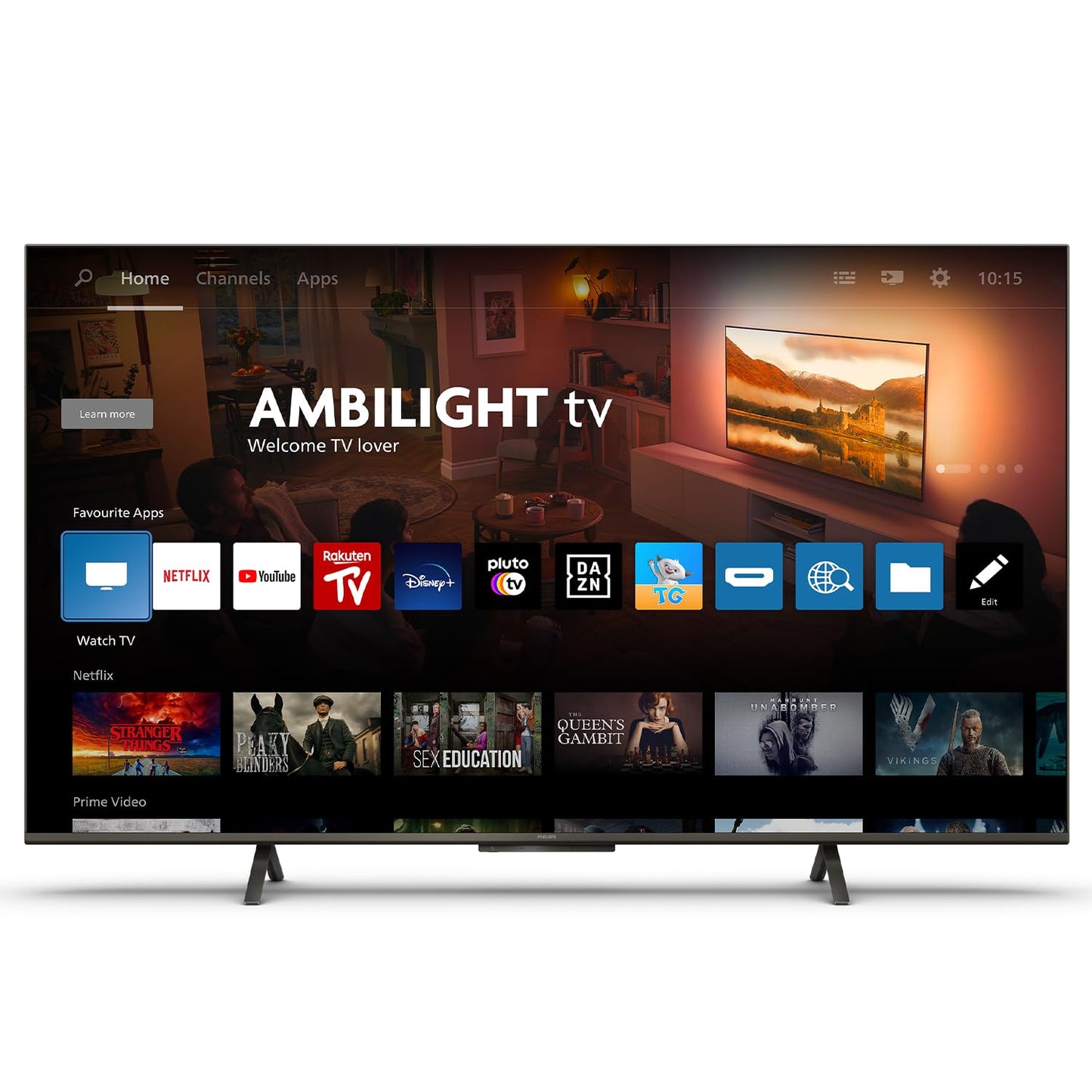 Philips Ambilight 43PUS8109 Smart TV LED 4K - Écran 43 Pouces avec Plate-Forme Pixel Precise Ultra HD, Titan OS et Son Dolby Atmos, Fonctionne avec l’Assistant Vocal Alexa et Google - Chrome satiné