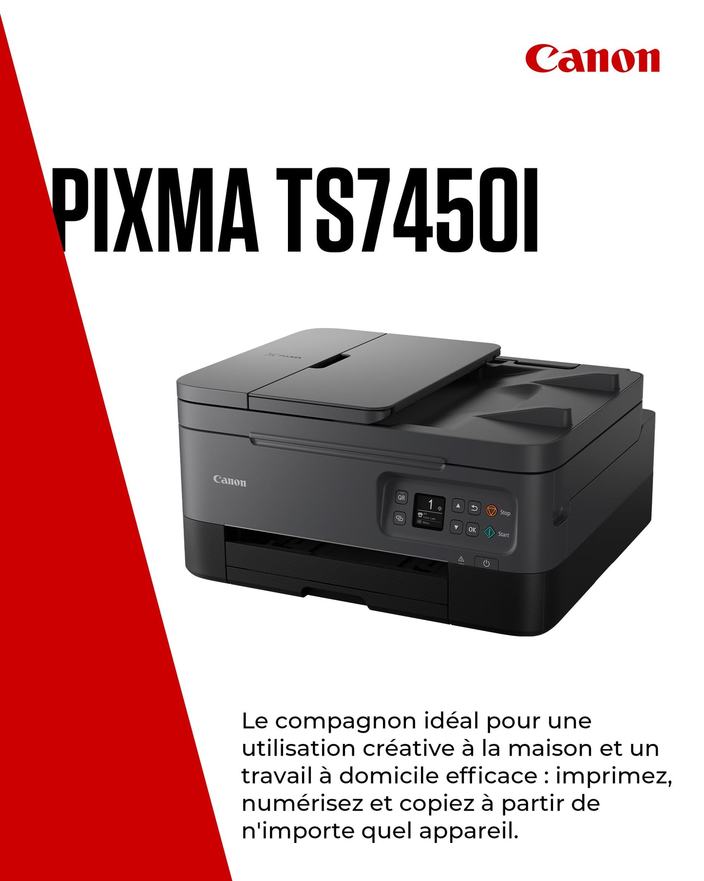 Canon PIXMA TS7450i Imprimante Multifonction Couleur Tout-en-Un - Imprimante Wi-FI, Chargeur Automatique de Documents, Impression Multimédia Créative - Imprimante Couleur Polyvalente