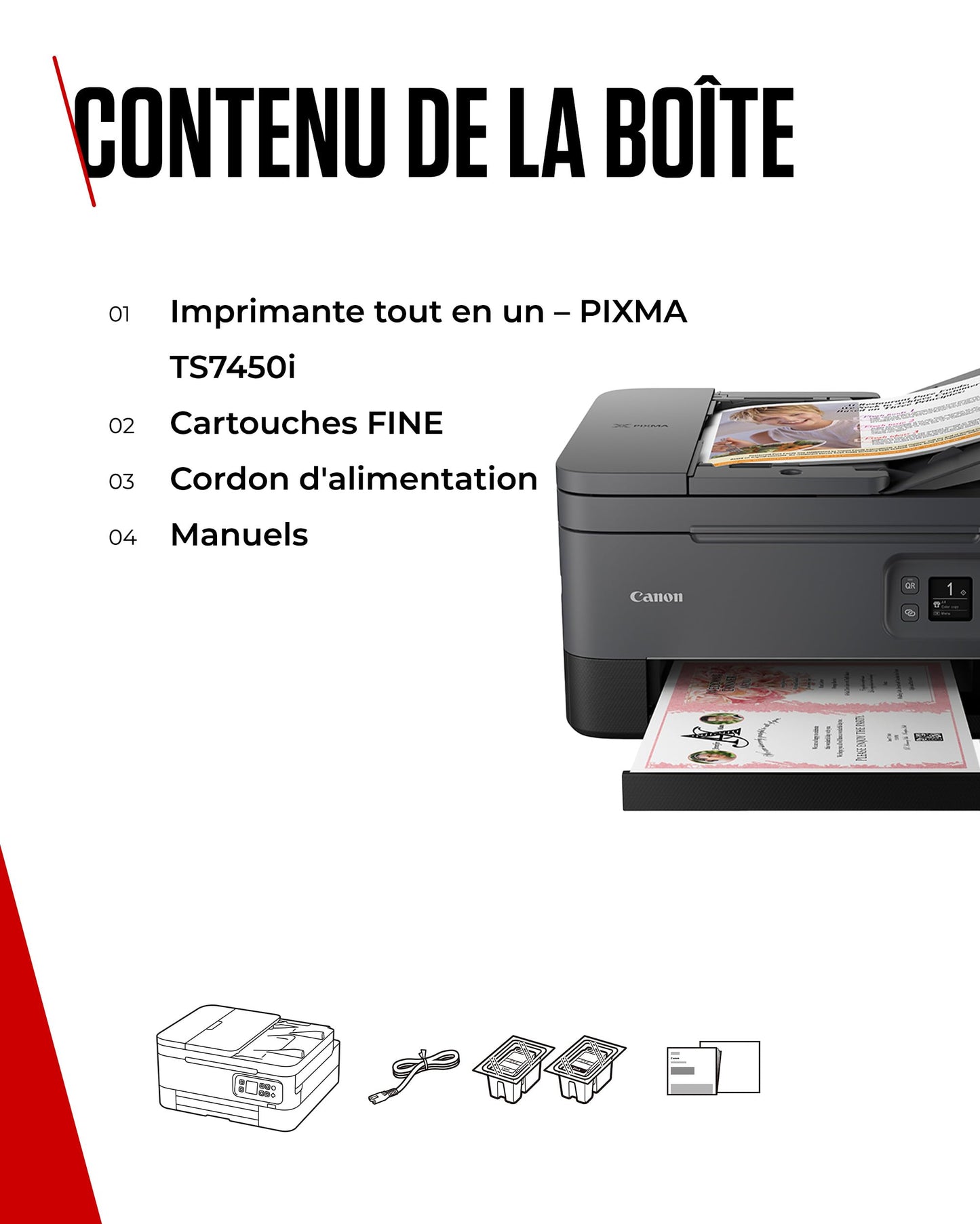 Canon PIXMA TS7450i Imprimante Multifonction Couleur Tout-en-Un - Imprimante Wi-FI, Chargeur Automatique de Documents, Impression Multimédia Créative - Imprimante Couleur Polyvalente