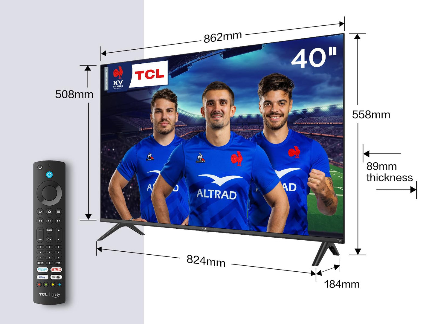 TCL 40SF540 - Téléviseur Intelligent FHD 40 Pouces - HDR & HLG-Dolby Audio-DTS Virtual X/DTS-HD-Metal Bezel-Less-Dual-Band WiFi 5-avec système Fire OS 7