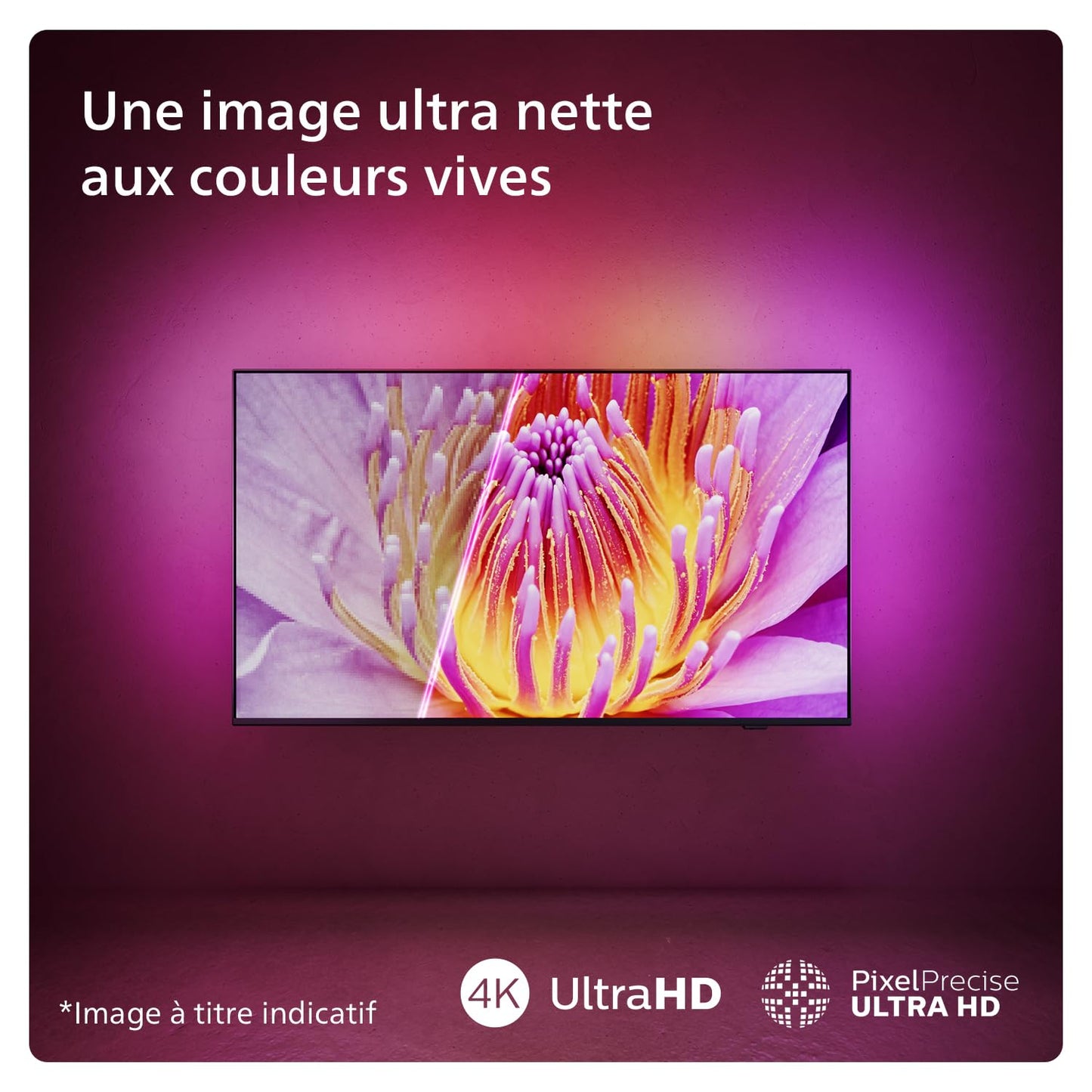 Philips Ambilight 43PUS8109 Smart TV LED 4K - Écran 43 Pouces avec Plate-Forme Pixel Precise Ultra HD, Titan OS et Son Dolby Atmos, Fonctionne avec l’Assistant Vocal Alexa et Google - Chrome satiné