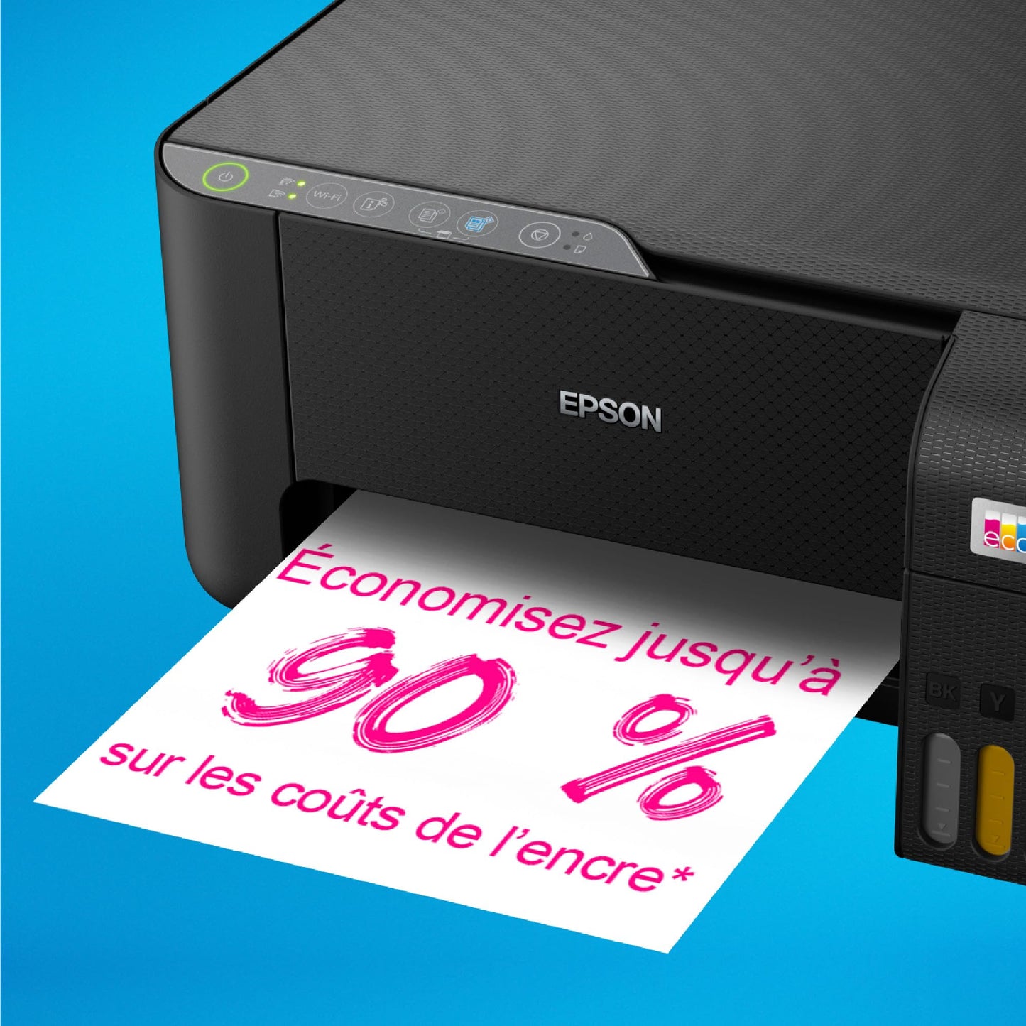 Imprimante sans fil EPSON EcoTank ET-2862 | Réservoirs d'encre haute capacité - Économisez jusqu'à 90% sur les coûts d'encre - Impression mobile, copie, numérisation - 3 ans d'encre inclus