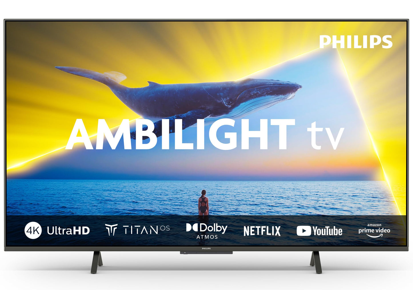 Philips Ambilight 43PUS8109 Smart TV LED 4K - Écran 43 Pouces avec Plate-Forme Pixel Precise Ultra HD, Titan OS et Son Dolby Atmos, Fonctionne avec l’Assistant Vocal Alexa et Google - Chrome satiné